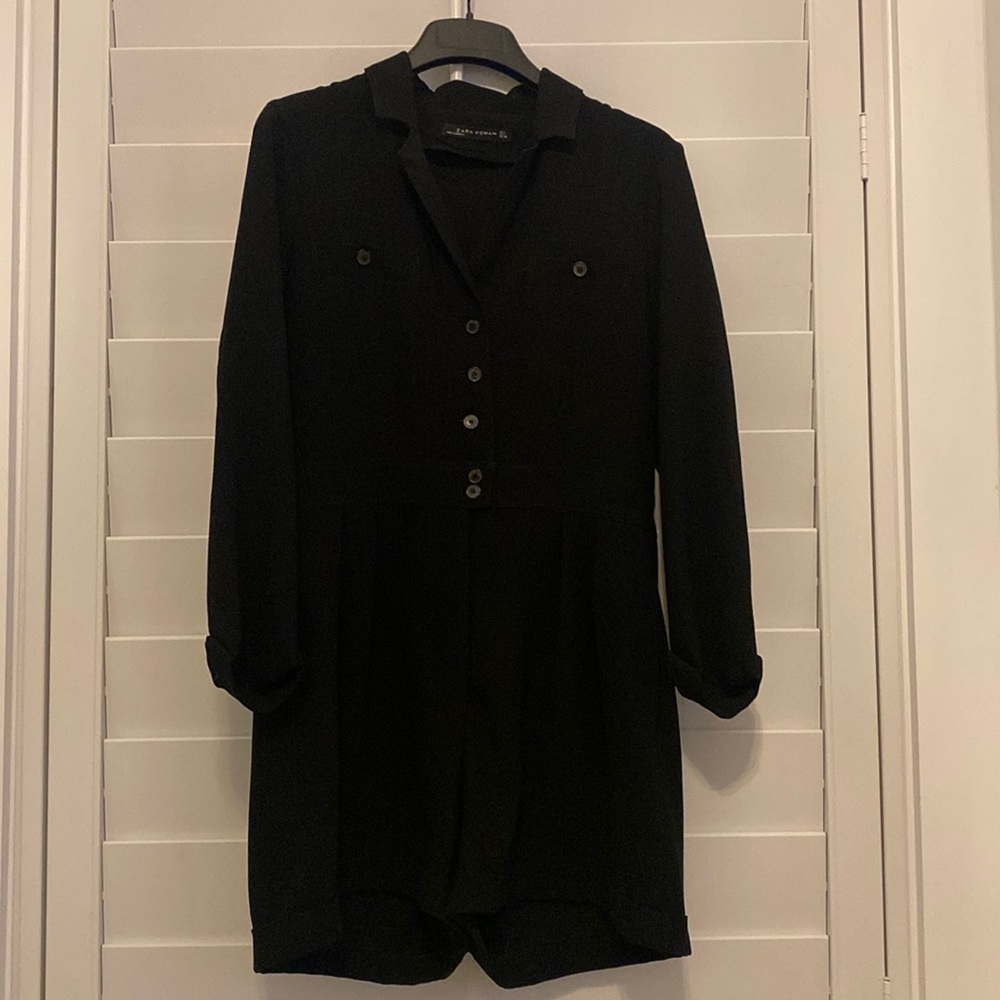Black Zara Button-Up Romper
